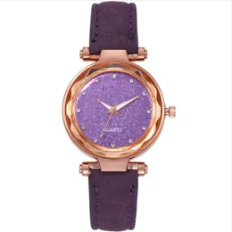 Casual Star Watch Sanded Leather Strap Silver Diamond Dial Quartz Womens Watches Ladies Wristwatches Manufactory Whole A Varie332Y