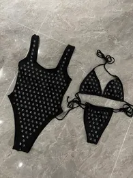 As mais recentes roupas de banho femininas Marca de designer de moda conjunto de diamantes maiô de uma peça com cadarço biquíni de duas peças férias praia roupa interior sexy meninas