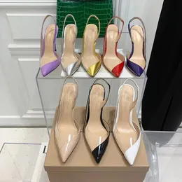 Dress shoes Patent leather Pumps shoe stiletto sandals 10.5cm women's Luxury Designers Evening Slingback sandal Factory Footwear