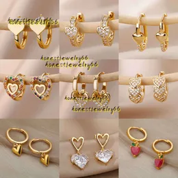 Stud Stud Vintage Zircon Kalp Küpe Kadın Küpe Tasarımcısı Paslanmaz Çelik Kaplama Deli Küpe Küpe 2024 Trend Yeni Lüks Takı Aretes Mujer Orecchini