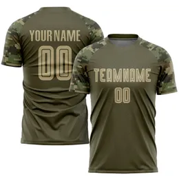 Niestandardowe Olive Vegas Gold-Camo Sublimation Salute to Service Soccer Mundum Jersey