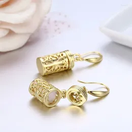 Dangle Earrings Hollow Out Filligree Cross Perfume Bottle Essential Oil Diffuser Drop For Women Girls Gold Color Jewelry Aros