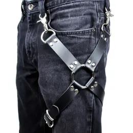 Bälten sexiga män goth pastell pu läder strumpeband midjeband sele bondage ben hängslen för jeans byxor tillbehör224k