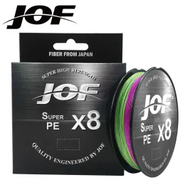 Linhas Jof 8 fios 300m 500m PE trançada linha de pesca 15100 lb linha de pesca lisa e durável, adequada para pesca de carpa