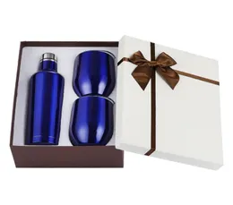 3pcsset Gift Wine Tumbler Thermoses Set Stainless Steel Double Wall Insulated With One 500ml Bottle Two 12oz87099497146031