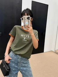 Early Spring New Colored Collar Ce Flocking Short Sleeved Tshirt Versatile Age Reducing Round Neck Casual Top European Goods