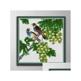 Craft Tools Two Parrots 5 Diy Cross Stitch Embroidery Needlework Sets Counted Print On Canvas Dmc 14Ct 11Ct Cloth Drop Delivery Home Dhqan