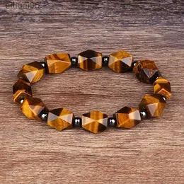 Perlen natürliche facettierte Tigeraugen Stein Reiki Armbänder Männer Mode Energie Hämatit Perlen Armbänder für Frauen Seele Schmuck Geschenk Pulsera YQ240226