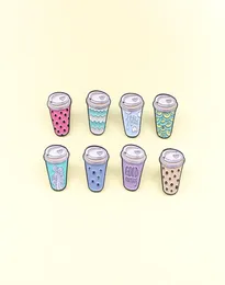 New Cute Drink Pearl Milk Tea Cup Brooch Dot Pattern Cartoon Fun Enamel Pins Accessories Children039s Denim Clothes Pendant Gif1787010