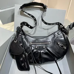 Designer Bag Women's Underarm Bag Fashion Biker Bag Leather Single Shoulder Rivet Crossbody Luxury Handbag Classic Purse with box