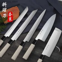 Kitchen Knives Japanese Sashimi Fish Fillet Knife Set Chefs High Carbon Steel Santoku Knives Sushi Slicing Knife Cleaver Q240226