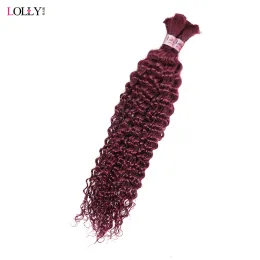 99j Burgundy Bulk Human Hair For Braiding Deep Wave Human Hair Bundles No Weft Bundles For Women Hair Extensions 100g