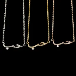 Out pingente gargantilha amor carta árabe colar feminino collier corrente letras árabes pingente colar de cristal jóias gift310r