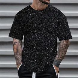ファッションメンズTシャツ3Dスパンコールプリント半袖夏のカジュアルOネックトップマン特大Tシャツ