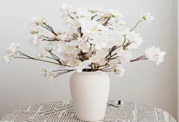 Decorative Flowers Wreaths 3pc Silk Artificial Flower White Cherry Blossom Wedding Party Decoration High Quality Simulation Fake2649038