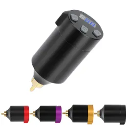 Supply Tattoo Pen Mini Wireless Tattoo Power Supply Digital LCD Screen Screen Battery RCA Jack 1500mha مع ملحقات مكياج الكابلات