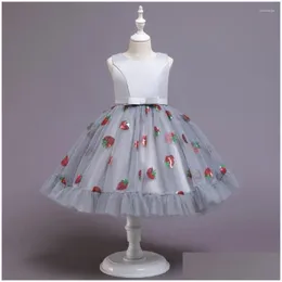 Vestidos da menina menina bh303 vestido de baile pequeno vestido de dama de honra flor noiva se casando roupas infantis princesa meninas vermelho rosa d dhpcw