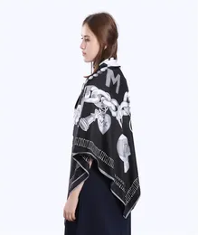 Fashionnew sarja lenço de seda feminino crânio chave impressão lenços quadrados moda envoltório femd grande hijab xale lenço 130130cm6920445