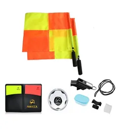 Balls MAICCA Soccer Referee flag Coin Cards Whistle Set Professional Football Referee Flag Whistles Kit Sports Training Equipment 3776595