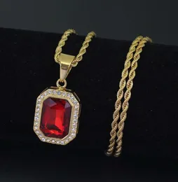 Kolorowe naszyjniki z kamieniem szlachetnym dla mężczyzn luksusowy naszyjnik klejnot stal nierdzewnych łańcuchy kubańskie biżuteria czerwona niebieska zielona czarna czarna 9366429