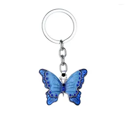 Keychains 36st Blue Color Farterfly Crystal Rhinestone Charm Pendant Keyrings Boy Kids Birthday Presents smyckeväska nyckelringar