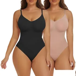 Intimo attivo Aaseow 2 pezzi Body modellante per le donne Controllo della pancia Perizoma senza cuciture Fl Body Drop Delivery Abbigliamento Panno da donna Otpd6