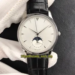 ZF Top Edition Master Ultra Thin Moon 1368420 White Dial Cal 925 1 Automatyczne męskie zegarek prawidłowy księżyc faza stalowa obudowa skórzana-stra217m