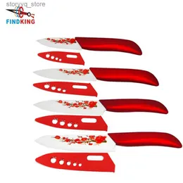 Kökknivar Findeking Kök keramikkniv med blommaslaser tryckt hög skarp kvalitet knivar Set Tools 3 4 5 6 Köksverktyg Hälsosamt liv Q240226