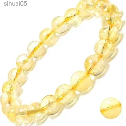 Beaded Natural Gemstone Bracelet 8mm Round Beads Healing Citrine For Women Men Party Fashion Luxury Jewelry Christmas Gifts YQ240226
