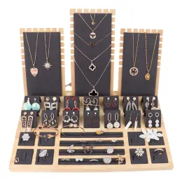 Necklaces Set For Women Wooden Jewelry Stand Shooting Live Jewellery Display Props Bamboo Earrings Necklaces Display Stand Pendant Holder