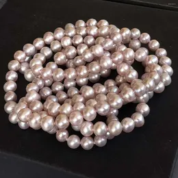 Hängen eleispl smycken 124 cm oändlig riktig pärlhalsband 7-8mm naturlig ljus lila #22000485-6