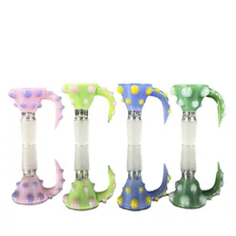 Wholesale Thick Bowl Piece For Hookah Ox Horn diamond double Headed Snake Funnel Joint Downstem Smoking Accessories Handle Pipe Bong Oil Dab Rigs