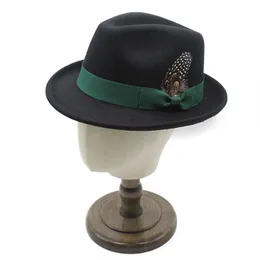 2024 New Women 's Men's Small Top Hat Fedora Felt Hats 여성 Fedoras 남녀 깃털 모자 Trilby