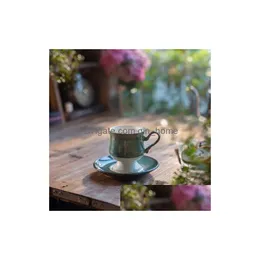 Cups Saucers Middle Ages Tall Leg Coffee Cup Antique Ceramic Mugs Design Sense Niche Art French Retro Drop Delivery Home Garden Ki Dhcju