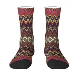 Men's Socks Cool Print Home Zigzag Multicolor For Women Men Stretchy Summer Autumn Winter Boho Camouflage Crew