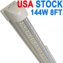 8FT LED Shop Light Fixture, 144W T8 Integrated Tube Lights,6500K High Output Clear Cover, V Shape 270 Degree Lighting Warehouse, Upgraded Lights Plug and Play crestech