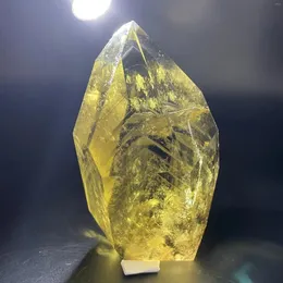 Decorative Figurines 284g Natural Stone Rainbow Citrine Polished Quartz Crystal Yellow Creastly Free Form Decoration Rock Reiki Healing W10