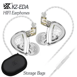 Auricolari KZ EDA Versione bilanciata Cuffie HiFi Auricolari cablati dinamici Auricolari stereo trasparenti ergonomici con cancellazione del rumore Spina da 3,5 mm