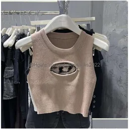 Kvinnors tankar Camis Spice Girl Metal Hollowed ut stickad ärmlös väst 2023 Spring Short Top 66ESS Drop Delivery Apparel Womens DHMFK