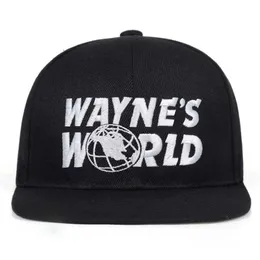 Ball Caps 2019 New WAYNE World Black Baseball Hat Fashion Embroidery Style Buckle Hat Mens Hip Hop Sports Hat Outdoor Sun Hat J240226