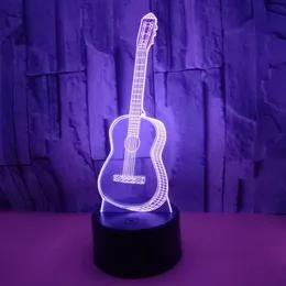 3D LED Night Lights Touch Remote Control Guitar Light Atmosphere 3D Visual Light Seven-Color Small Table Lamp för Party Christmas 280r