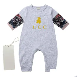 Macacões designer recém-nascido bebê menina menino macacão roupas infantil desenhos animados urso impressão macacões onesie bodysuit aaa entrega bebê, criança dhvef