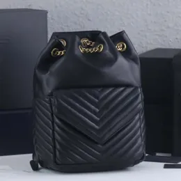 체인 Joe Backpack Women Back Pack V 자형 퀼팅 진정한 가죽 대용량 포켓 블랙 어깨 가방 핸드백 토트 백 267y