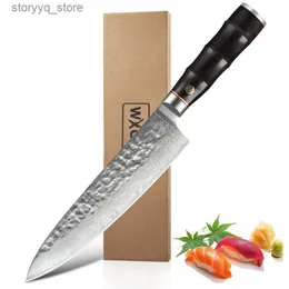 Kiten Knves Real Damascus Stal VG10 Kiten Chef Knife Profesjonalny japoński nóż mięsny ryby warzywa owocowe pokute