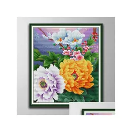 Hantverksverktyg som blommar blommor DIY Cross Stitch Embrodery Nålarbetet räknade tryck på duk dmc 14ct 11ct tyg droppleverans ho dhpvg