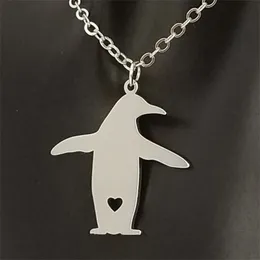 Rostfritt stål Golden Penguin Pendant Necklace Silver Love Animal Necklace Men and Women Jewelry Valentine's Day Gift232L