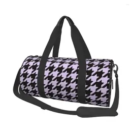 Outdoor-Taschen Lavendel Houndstooth Muster Gym Bag Mode Wasserdichte Sport Große Reise Gedruckt Handtasche Nette Fitness Für Paar Drop OT7Cr