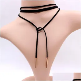 Chokers Long Rope Necklace Women Choker Gothic Style Streetwear Goth Veet Jewelry Steampunk Collar For Girl Chocker Drop Delivery Jewe Otn3L