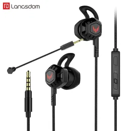 Headphones Langsdom G100X inear mobile phone headset with long wheat listening songs eat chicken game earphones