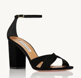 Summer Luksus Aquazzura Women Bose Sandals Buty Black Gold Stiletto Heels Float Sukienka Party Bridal Lady Sandalias EU35-43, z pudełkiem